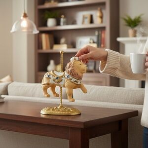 Vintage Majestic Gold and Cream Carousel Lion Decor